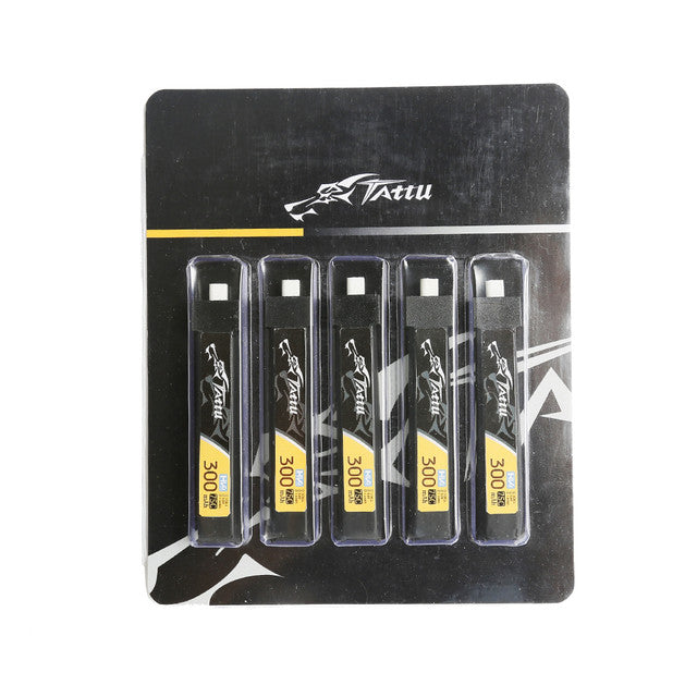 Tattu 300mAh 3.8V High Voltage 75C 1S1P Lipo Battery Pack with BT 2.0 Plug - 5pcs
