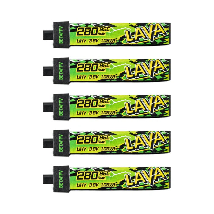 BETAFPV LAVA II 1S 280mAh 4.35v HV 95C BT2.0 Battery (5PCS)