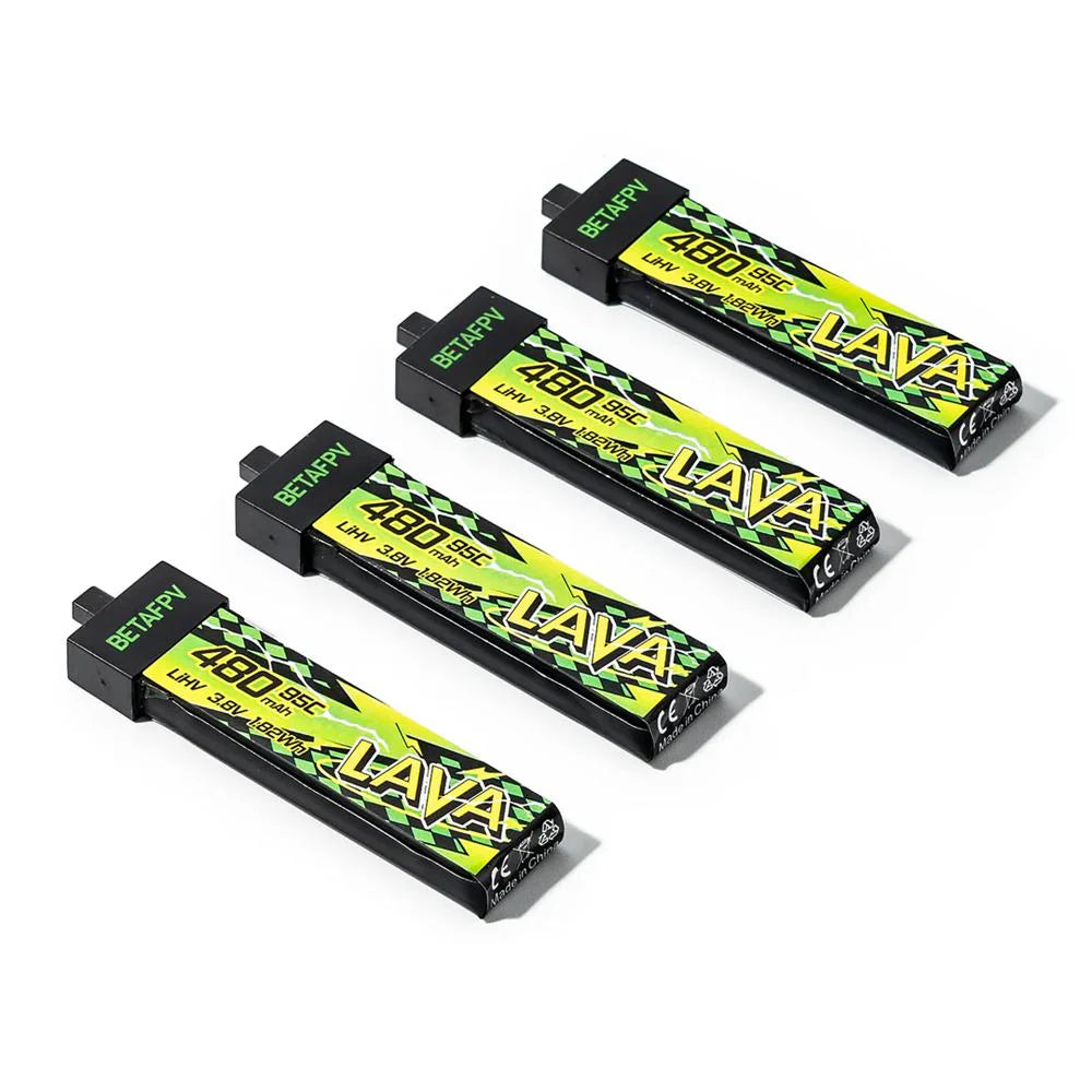 BETAFPV LAVA II 1S 480mAh 4.35v HV 95C BT2.0 Battery (4PCS) – Tiny