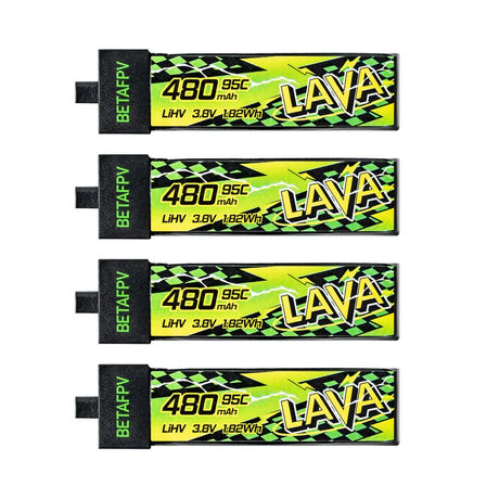 BETAFPV LAVA II 1S 480mAh 4.35v HV 95C BT2.0 Battery (4PCS)