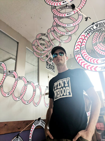 T-Shirt - Black Shirt with White Tiny Whoop Logo - Tiny Whoop